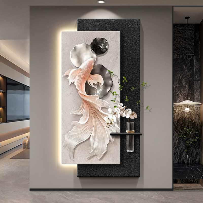 玄关装饰画入户正对门壁画水培绿植客厅走廊挂画高级感极简约挂画