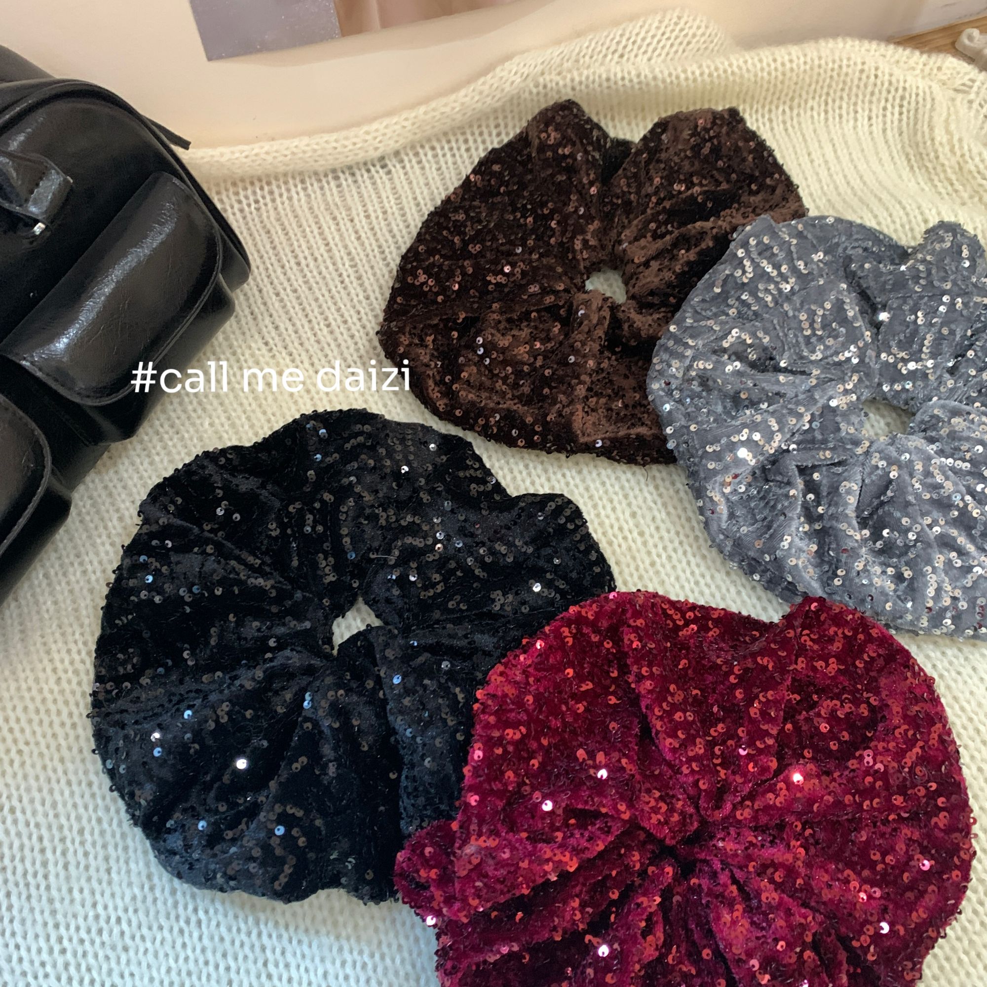 亮片丝绒大肠发圈高弹力超大显发量发饰头饰