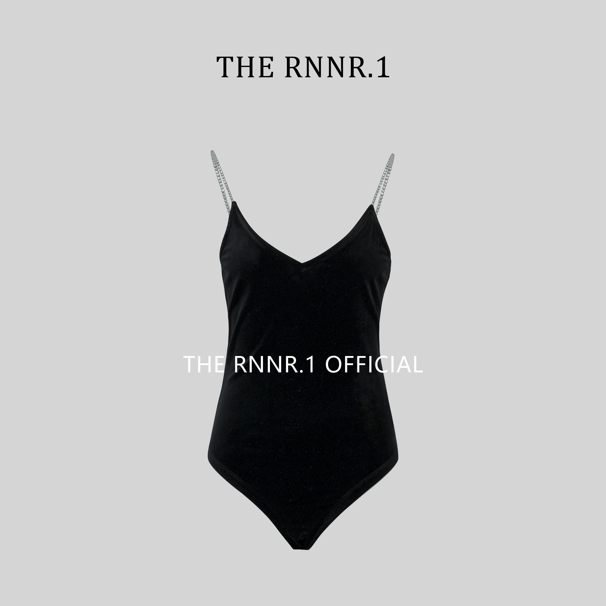 THE RNNR.1年会必备 约会神器 黑色丝绒 闪钻吊带连体衣