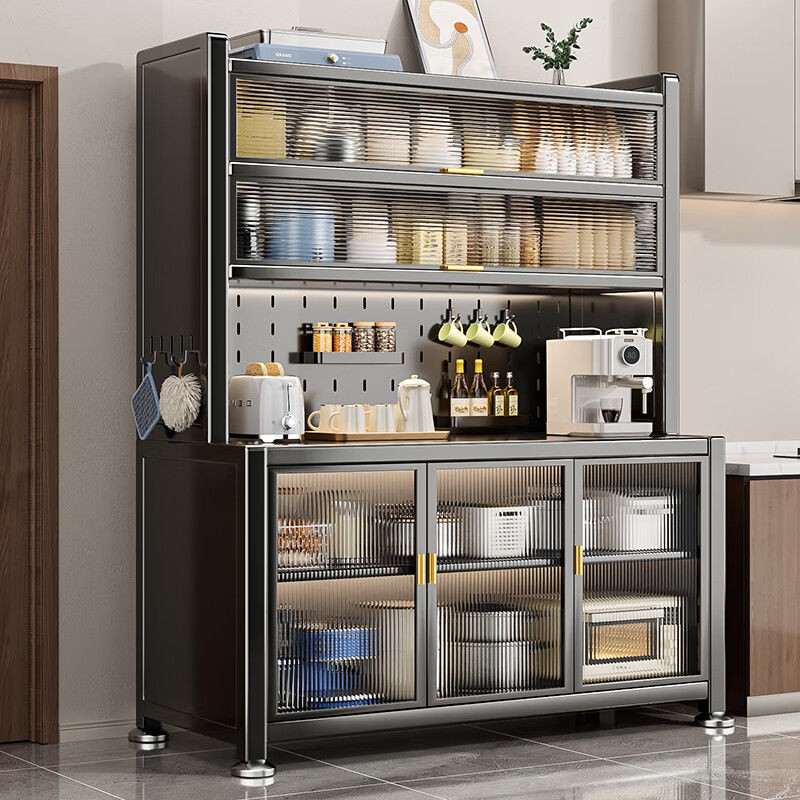 不锈钢厨房橱柜餐边柜靠墙一体柜收纳柜厂家直销上档次高档新款