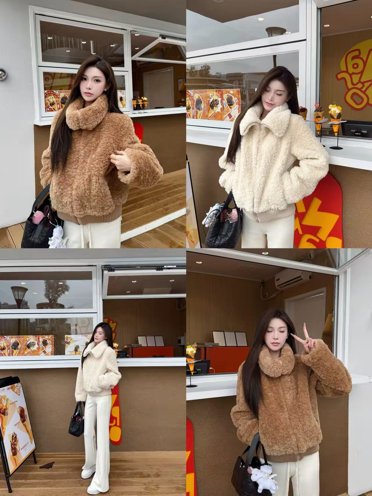 【漫步雪岛】厚款短外套两用领慵懒风辣妹风设计师冬季保暖外套