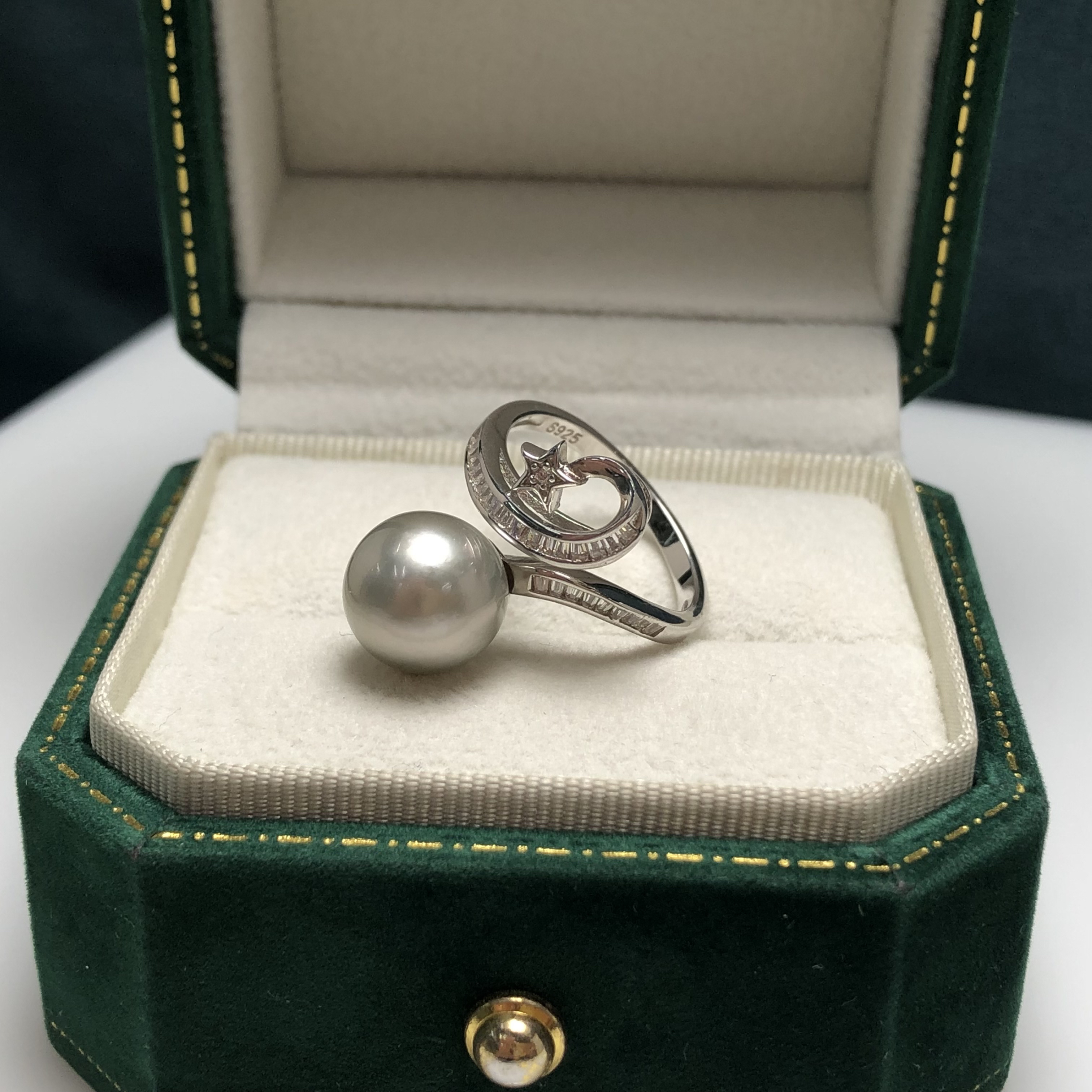 双十一海水大溪地铂金灰银戒指10-11mm潮流气质活口可调节