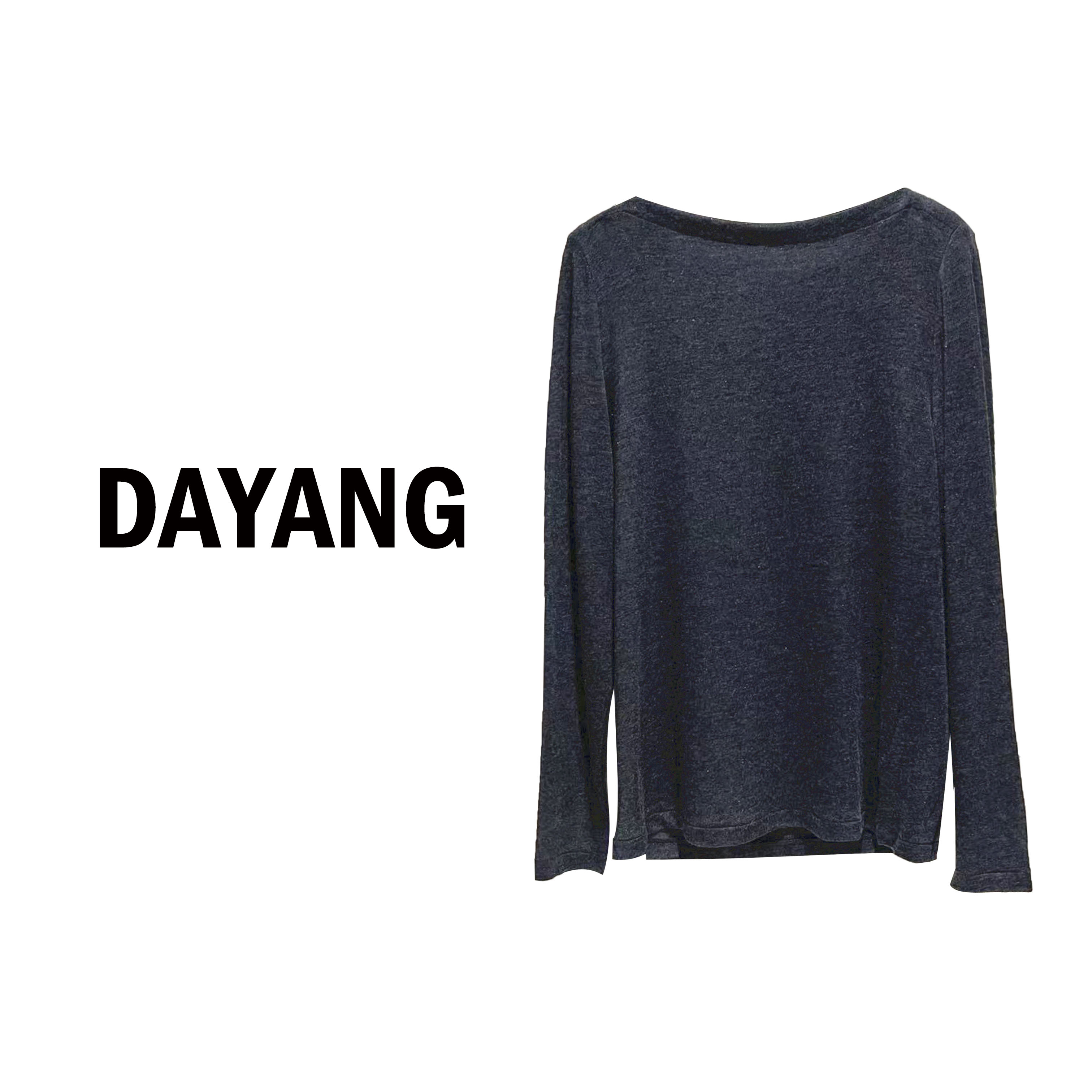 【Dayang】“芭蕾舞”简约时尚纯色一字领亲肤微透长袖打底衫圆领