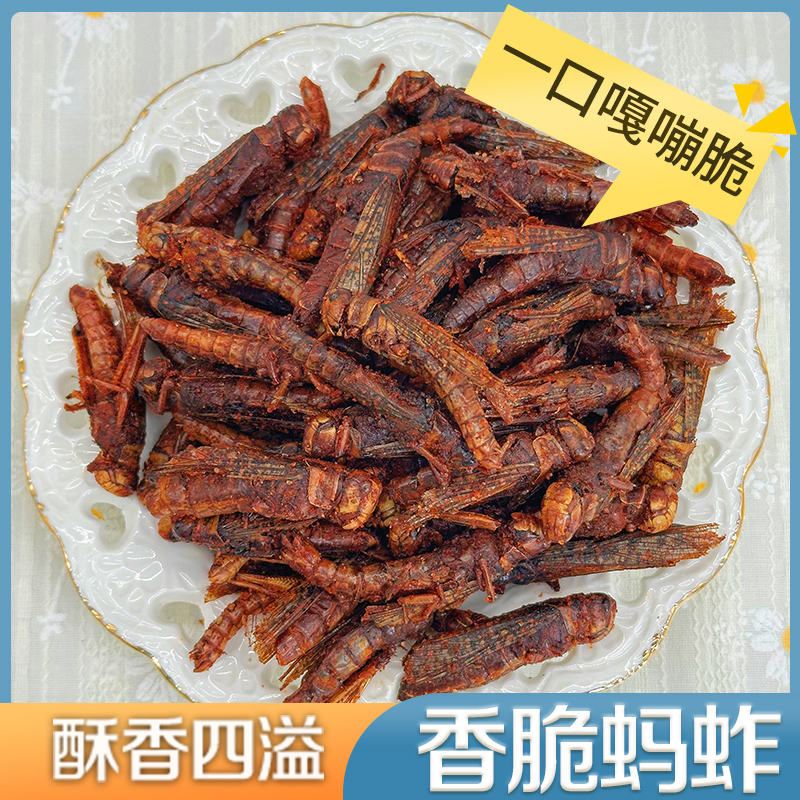 香辣孜然即食农村特产香脆油炸蝗虫带翅蚱蜢食用下酒菜