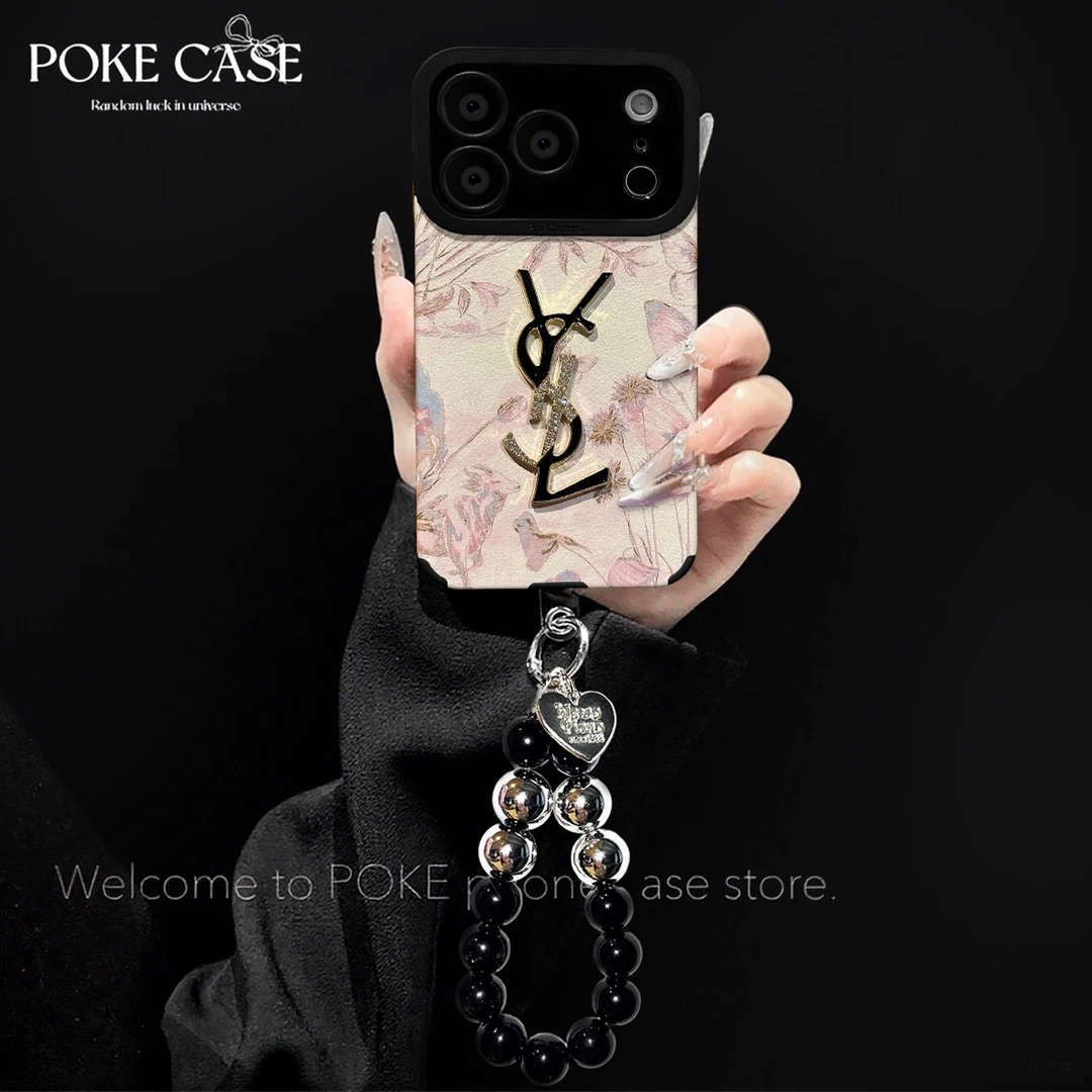 轻奢瞳眼小羊皮繁花逐蝶适用苹果17华为vivo小米oppo手链手机壳女