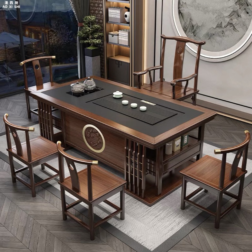 澳西施茶桌椅组合办公家用实木茶台功夫茶几桌茶具套装一体高级感