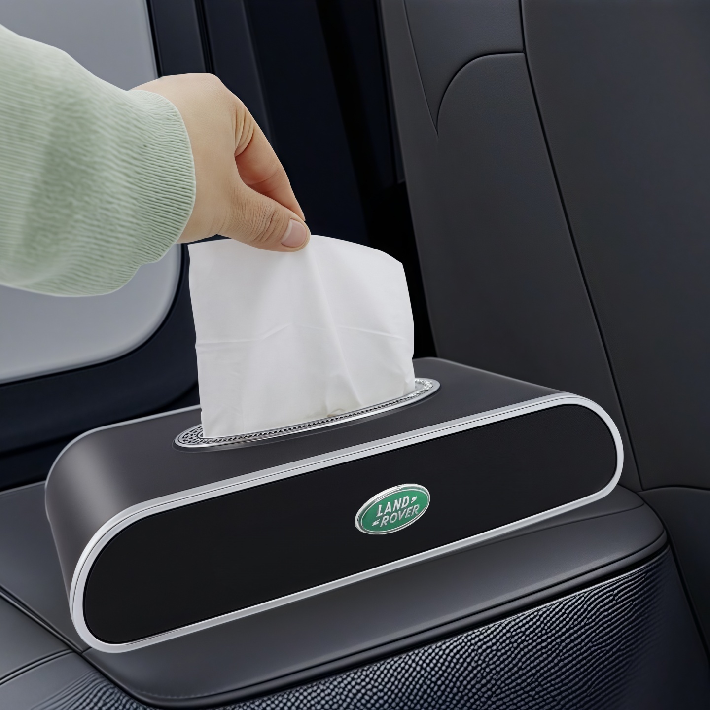 适用于路虎车载纸巾盒轻奢汽车抽纸盒发现车用揽胜极光皮革纸巾套