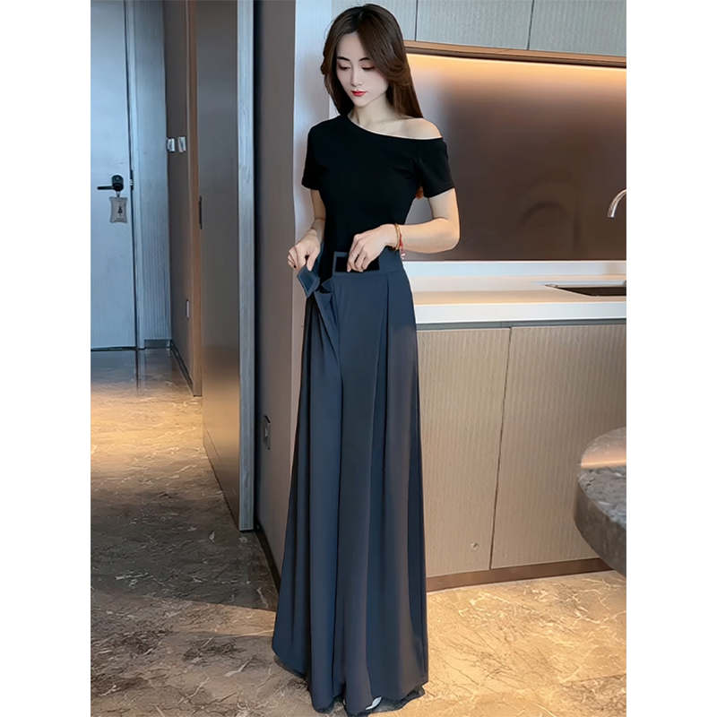 气质优雅秋季新款高级灰法式魔术贴小众透气轻奢休闲裤阔腿裤