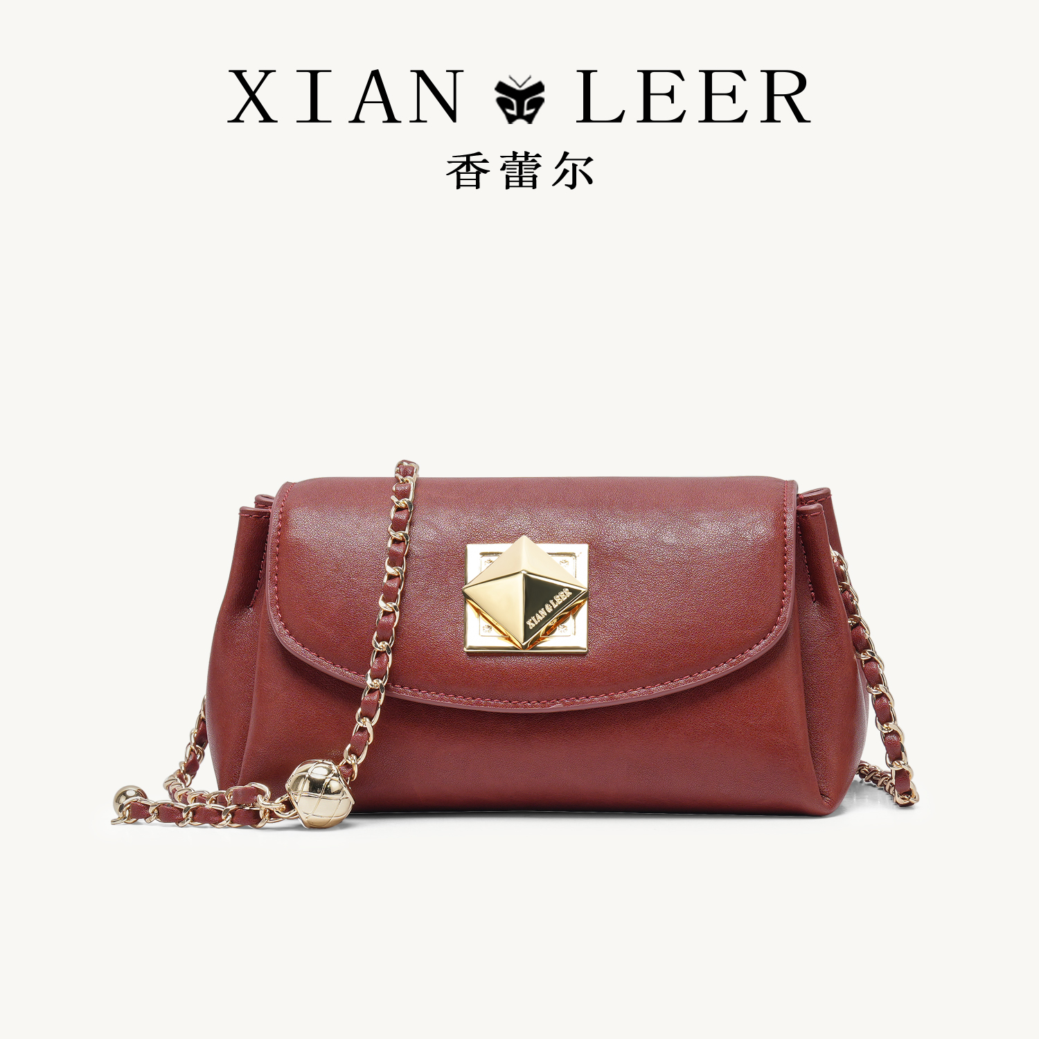 XIANLEER香蕾尔女包2025新款单肩斜跨包小众设计高级感真皮枕头包