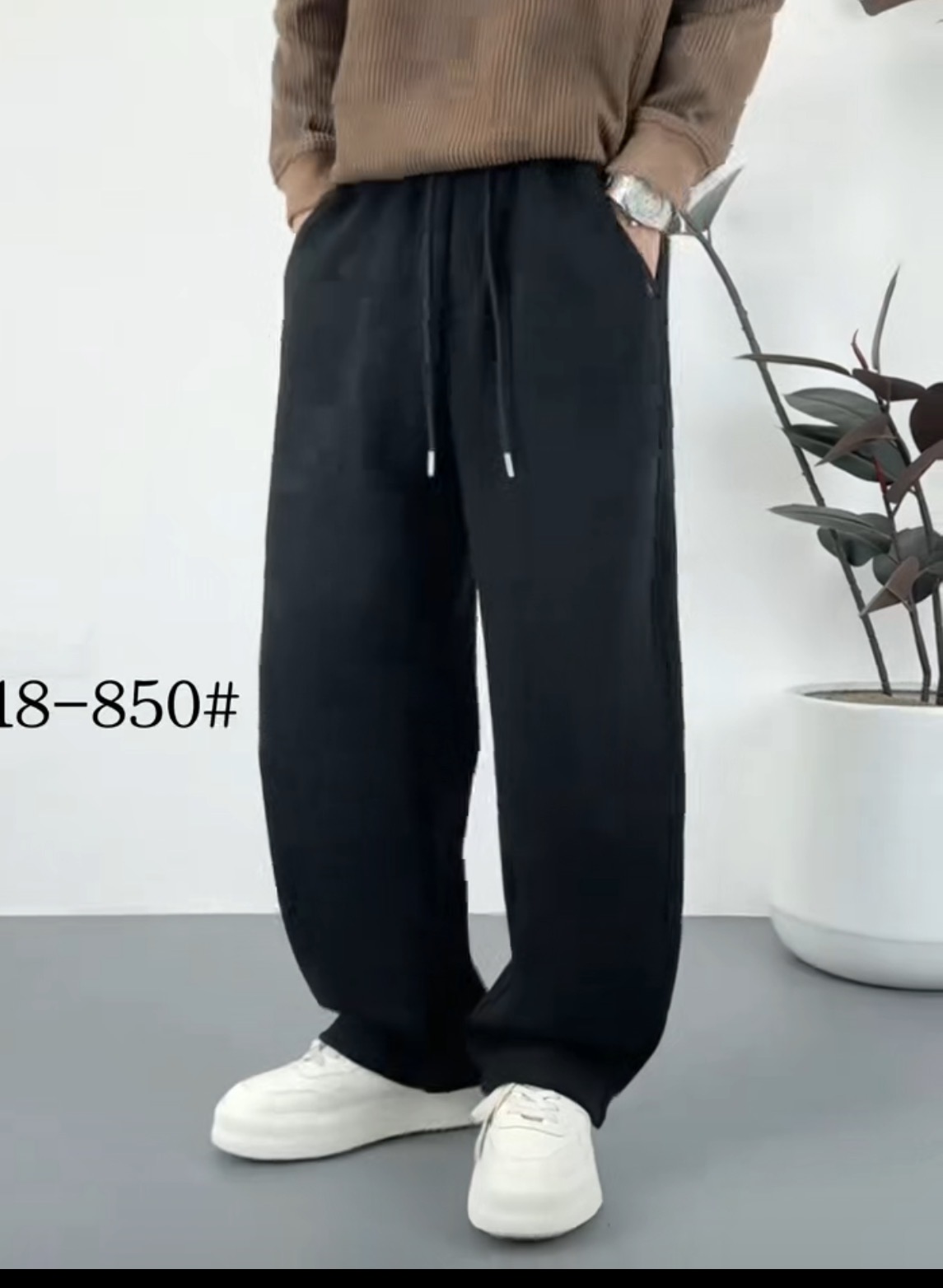 男士同款850加厚颗粒绒休闲裤休闲阔腿裤冬季加绒加厚保暖加绒裤