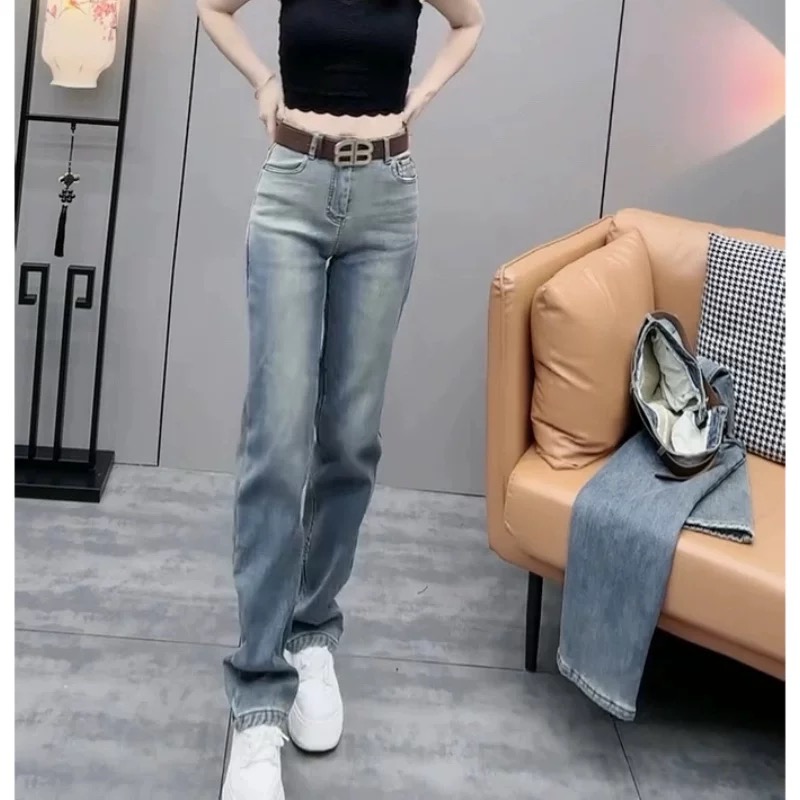 2025爆款女装洋气牛仔裤高腰显瘦长裤春季弯刀裤女款爆款2025新款