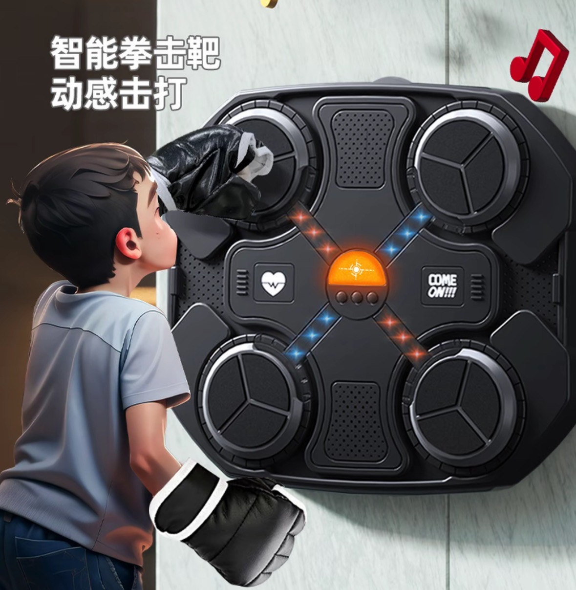 儿童蓝牙智能音乐拳击墙靶拳击靶锻炼反应能力解压器材小孩家用