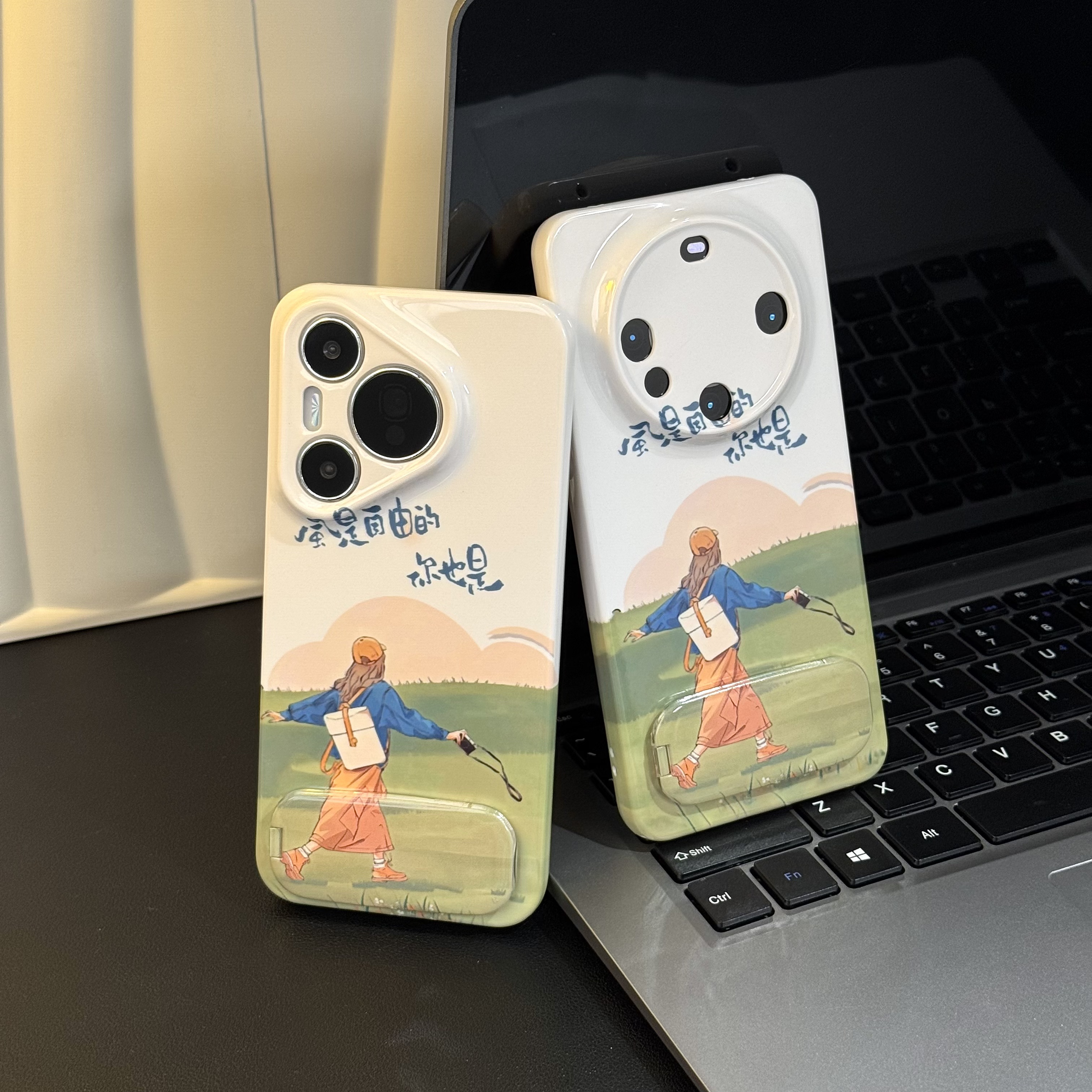 雅天立自由奔跑女孩适用苹果17手机壳iPhone16华为P70vivoppo小米