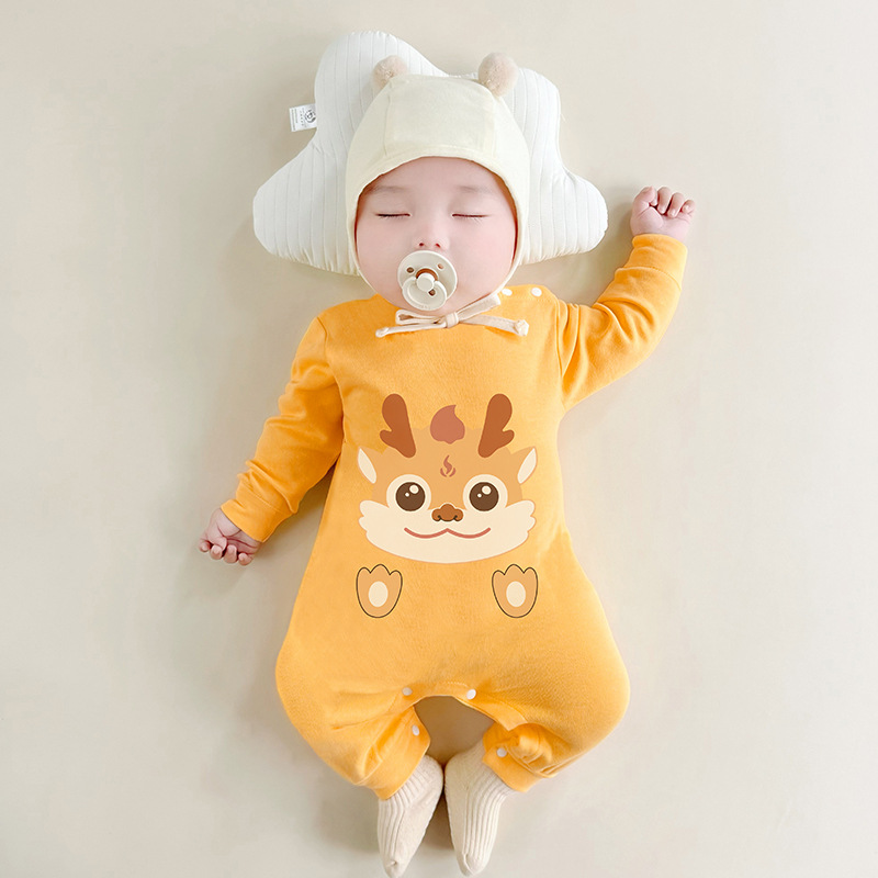 【高品质】巴拉拉儿童双面纯棉哈衣新生儿春秋连体爬服婴幼儿睡衣家