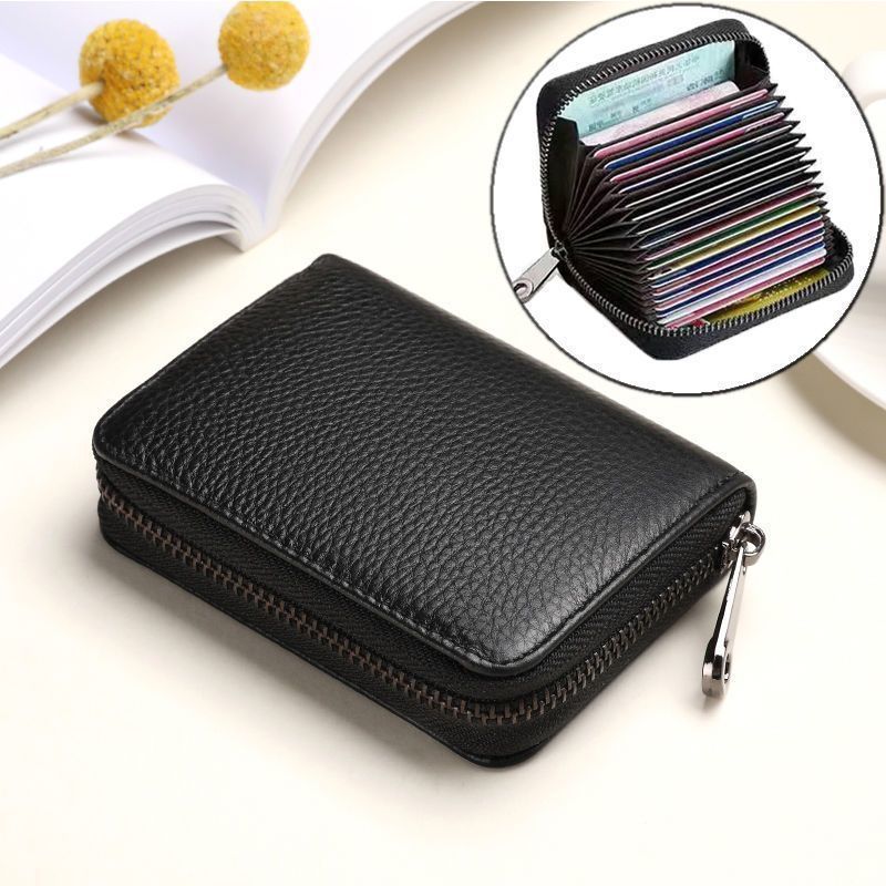 软皮卡包男防消磁防盗刷卡套女式多卡位卡夹拉链款信用证件卡片包
