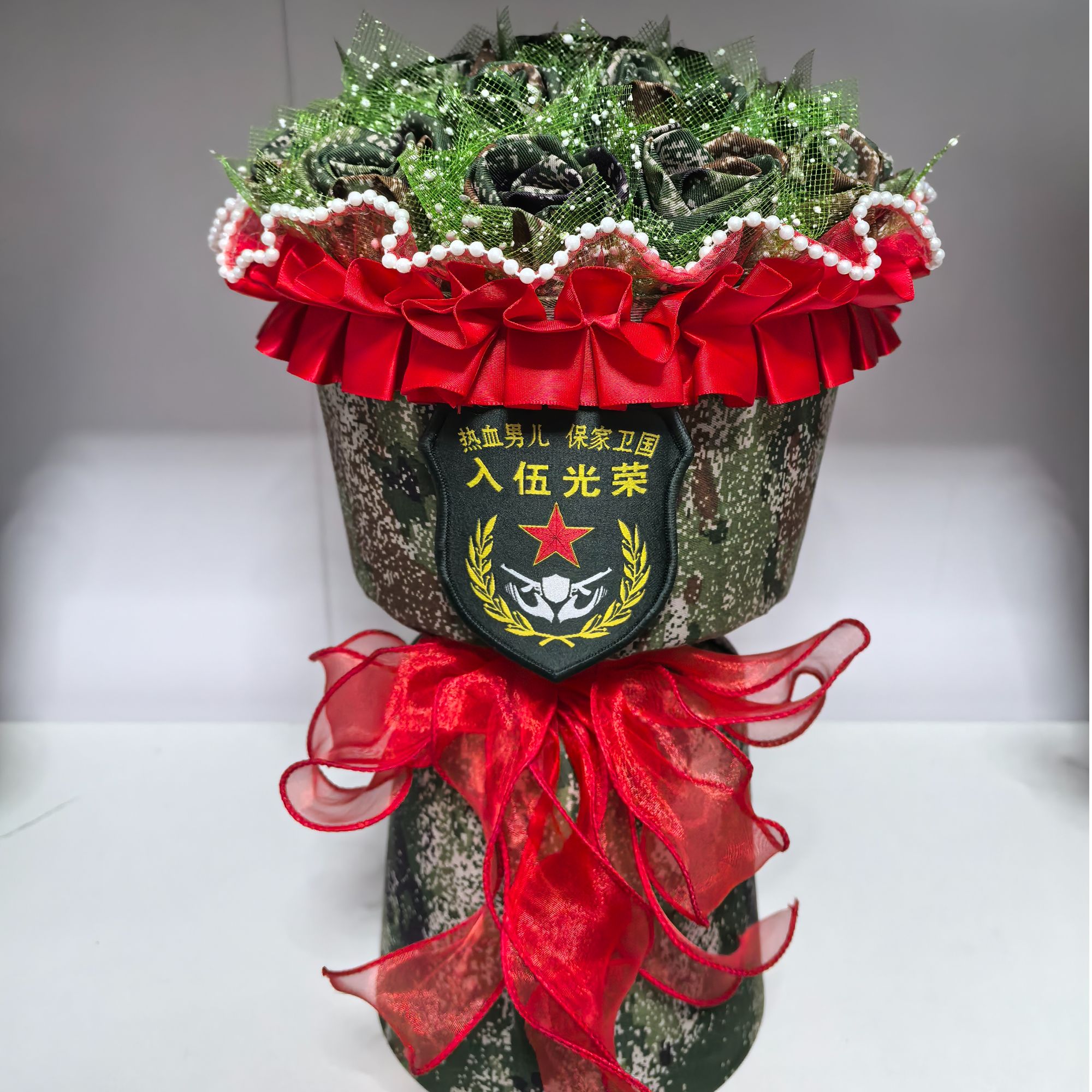 【入伍专用】迷彩花束花束礼物玫瑰花束入伍送站礼物装饰新款玫瑰花