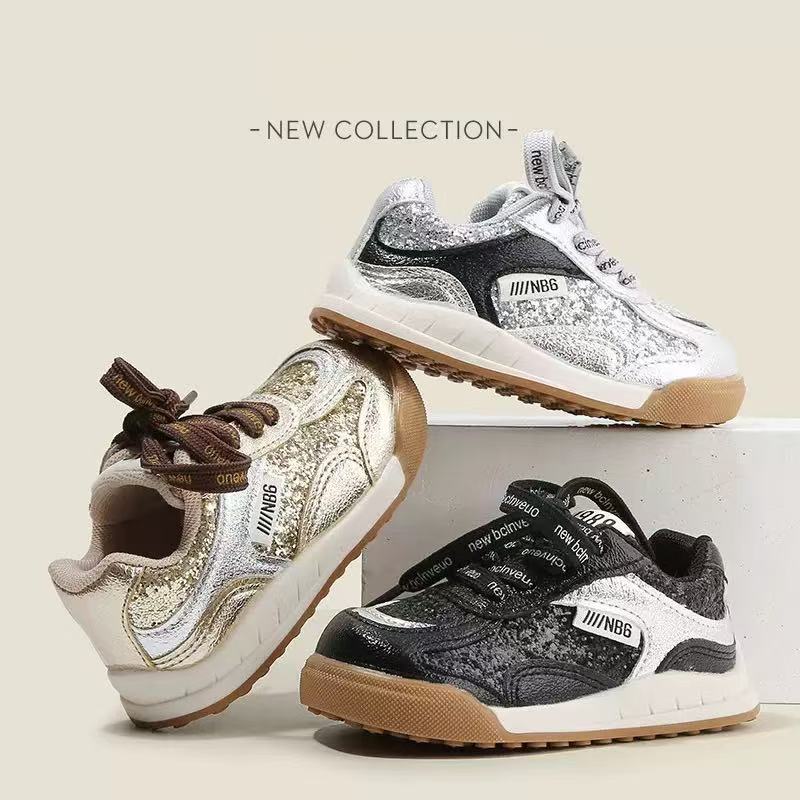 儿童德训鞋春秋男童运动鞋亮片女童休闲板鞋软底宝宝阿甘鞋单潮