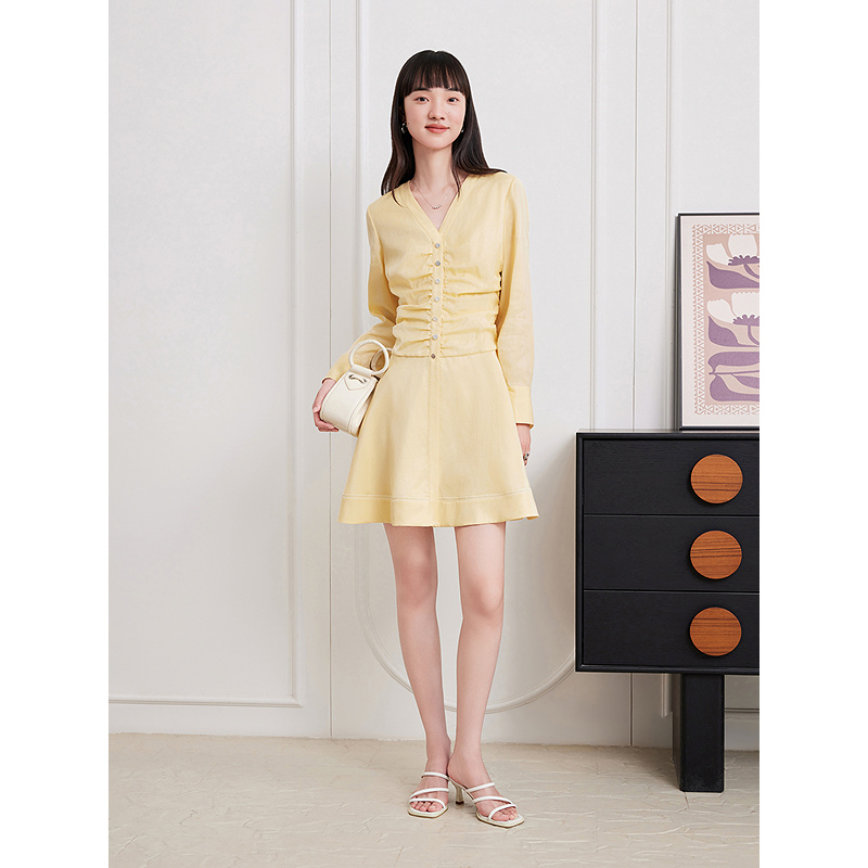 Goodland美地2025秋季新款显瘦气质时尚修身法式连衣裙LC35305040