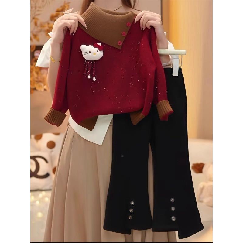 女童秋冬加厚毛衣女童套装秋冬2025新款儿童女女童秋冬两件套女装