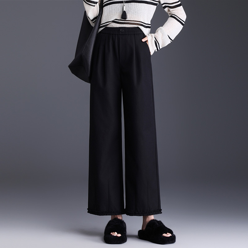 松紧腰九分直筒裤女2025秋季新款显瘦减龄百搭休闲裤小个子阔腿裤