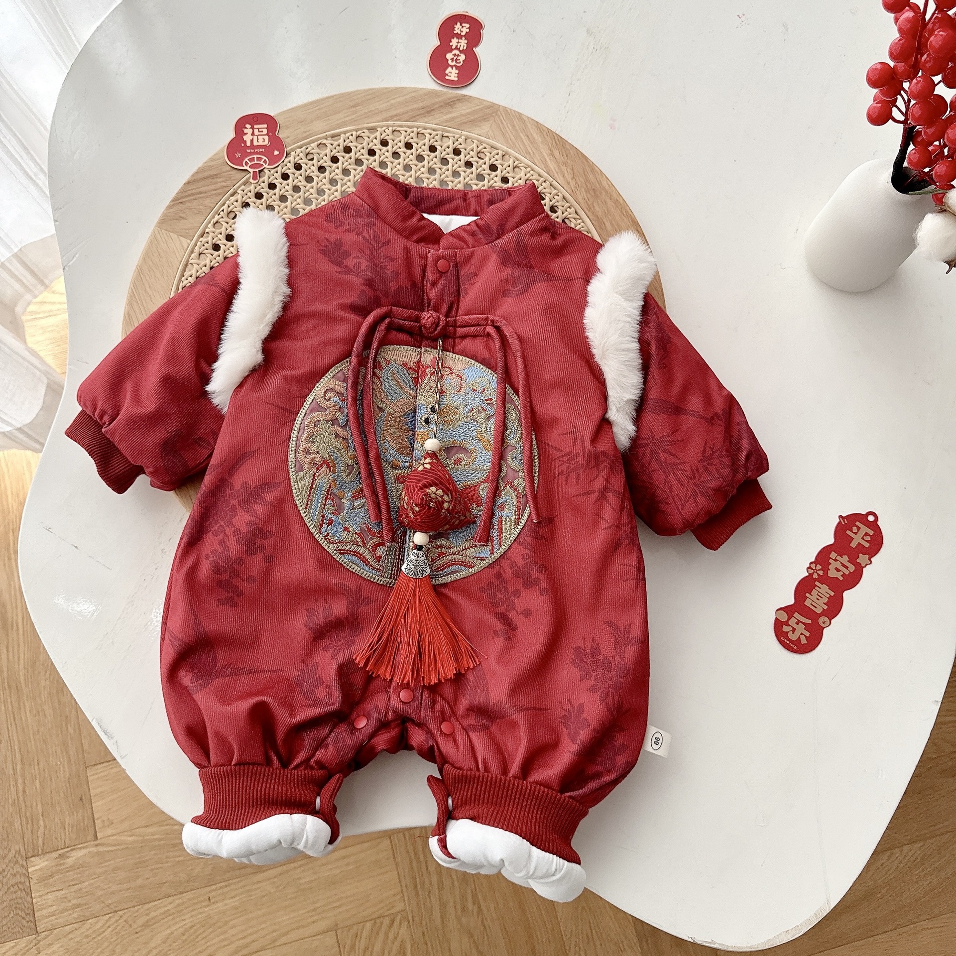 YeeHoO英氏【断码】婴儿过年衣服0-2岁冬季中国风宝宝夹棉拜年服