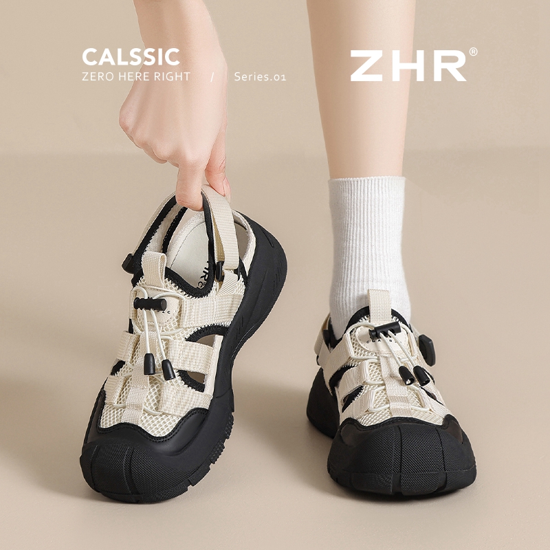 ZHR夏日穿搭老爹鞋透气镂空户外登山防滑复古鞋子女ins潮牌百搭