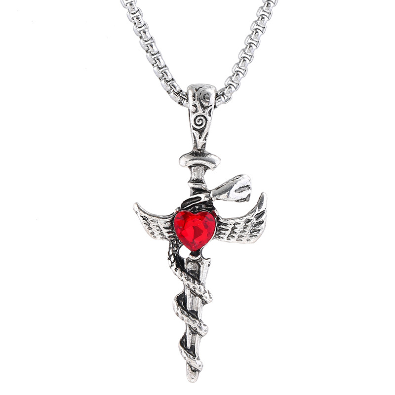 合金亚克力项链电商货源韩版男士简约合金十字架项链复古百搭配饰