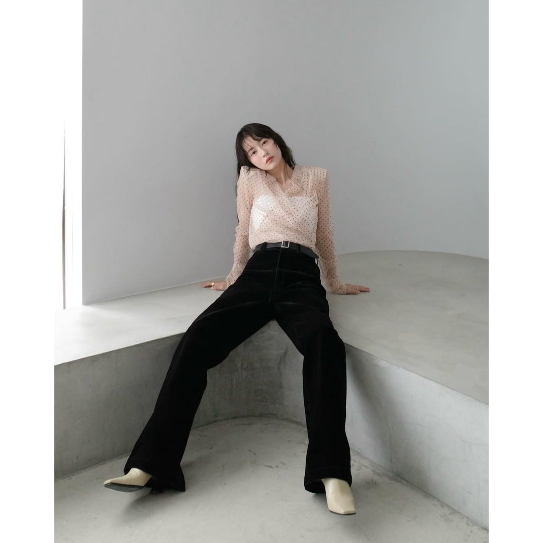 【Montendre】秋冬新款 松本 百搭高腰纯色天鹅绒复古微喇休闲裤女