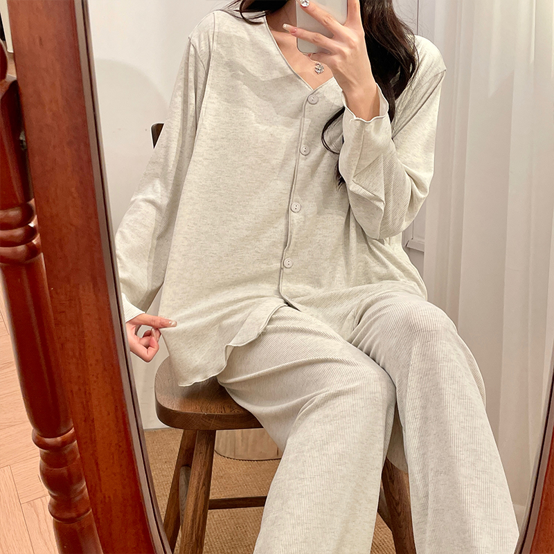 带胸垫莫代尔孕妇月子服夏季薄款大码产后哺乳家居服待产喂奶睡衣