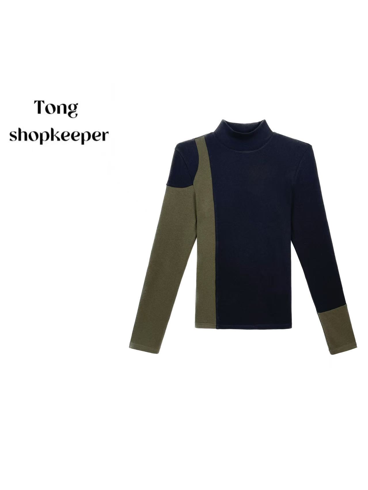 QJ/彤掌柜1682779 秋冬25绵羊毛欧式不规则拼接厚实时髦保暖上衣