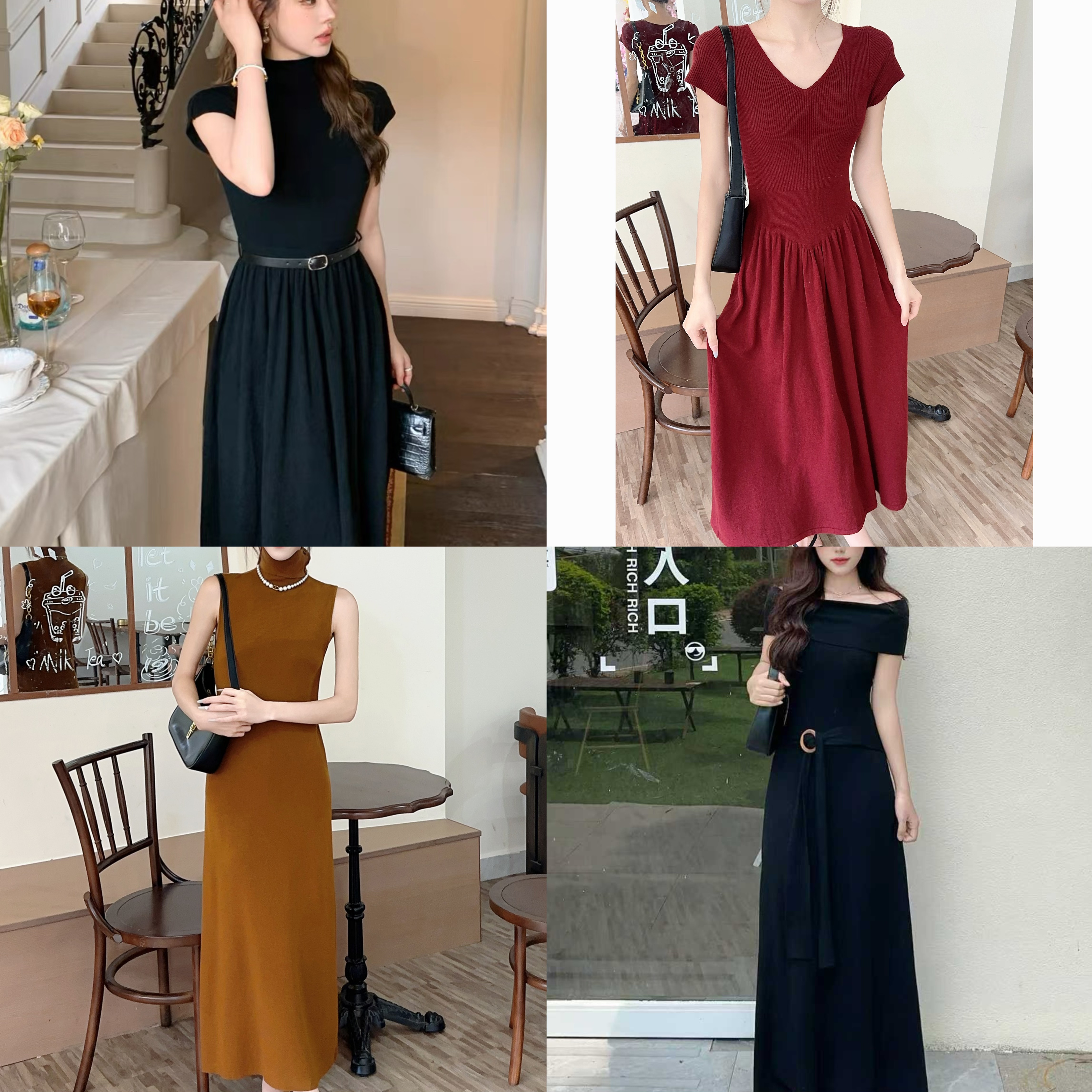 601~699/十三行秋冬新款百搭法式显瘦气质设计感连衣裙女