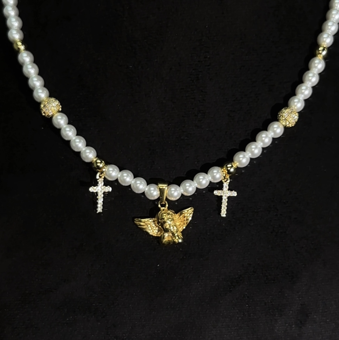 合金项链 【涅槃 天使 项链】黄色珠珠天使项链国潮风发