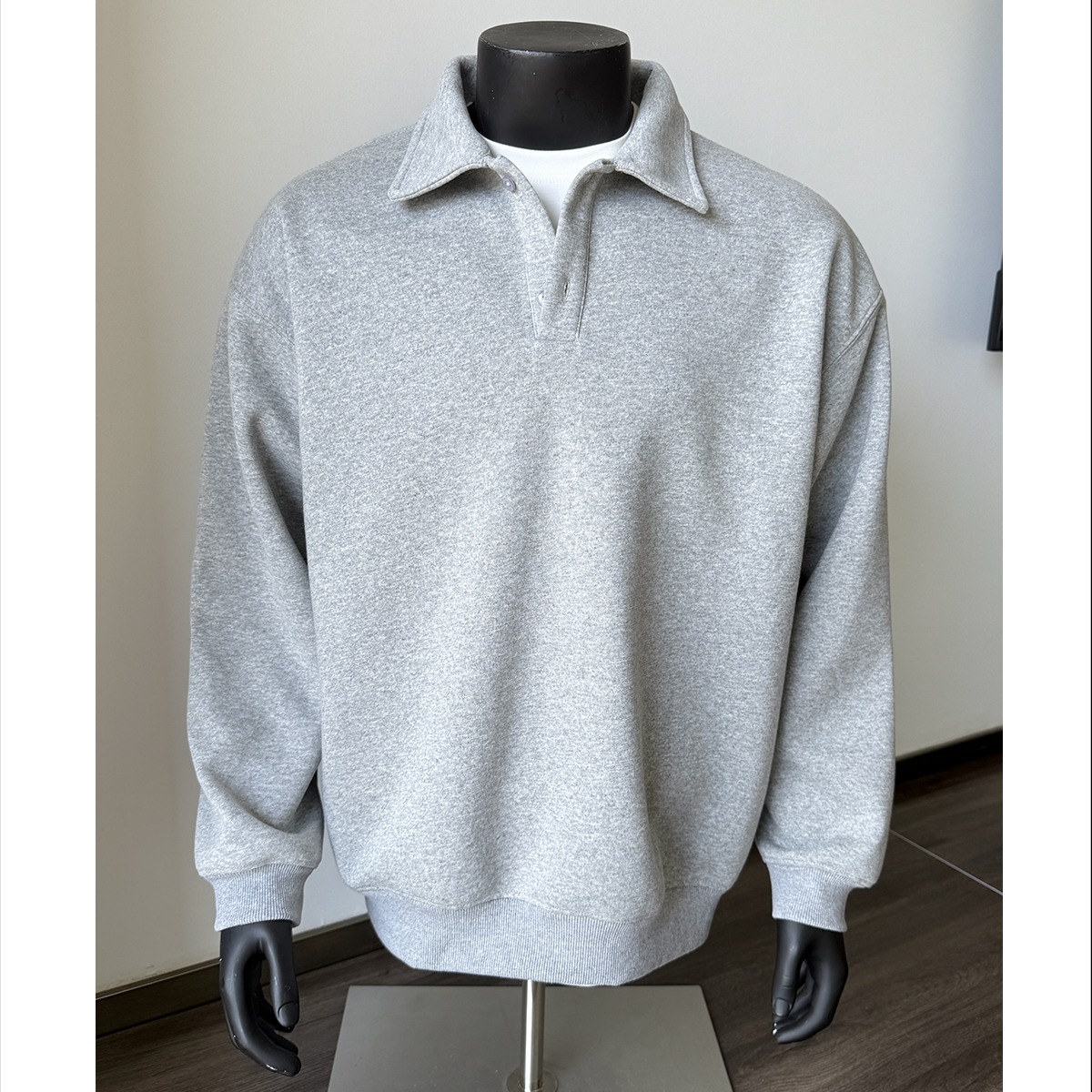 灰色翻领卫衣外套新款百搭宽松休闲长袖套头POLO衫春秋打底上衣