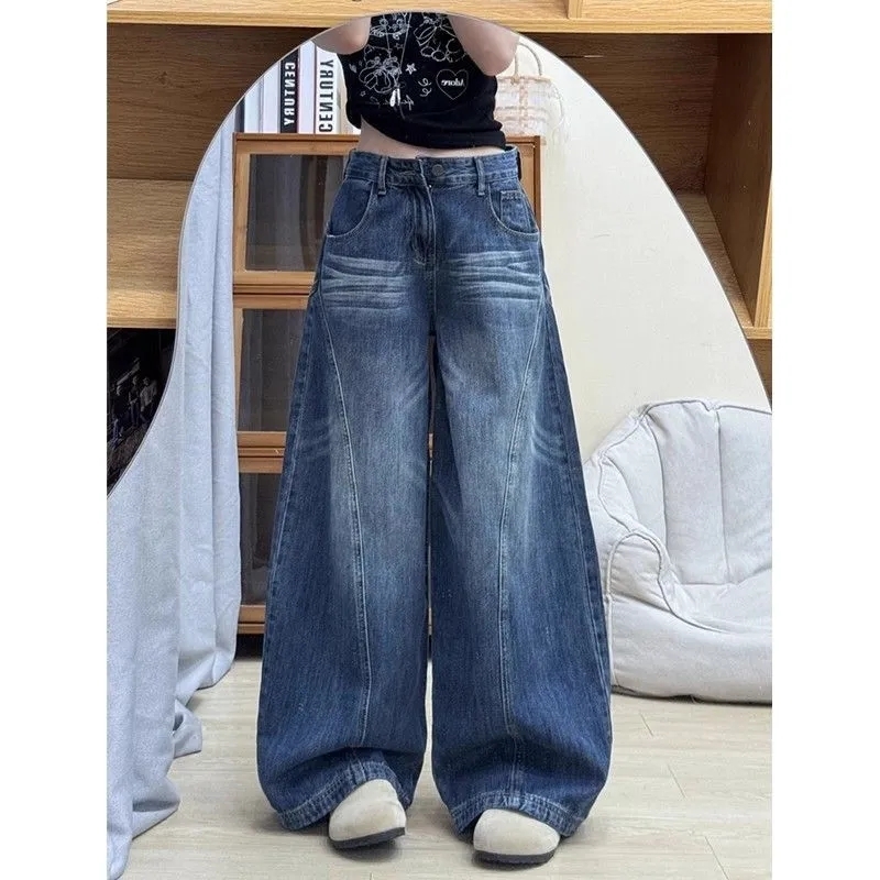 彩绘薄款水洗做旧复古设计感大码春秋牛仔裤