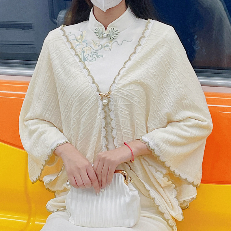 新中式淑女气质针织旗袍披肩外搭2025年秋新款复古民国风百搭日常