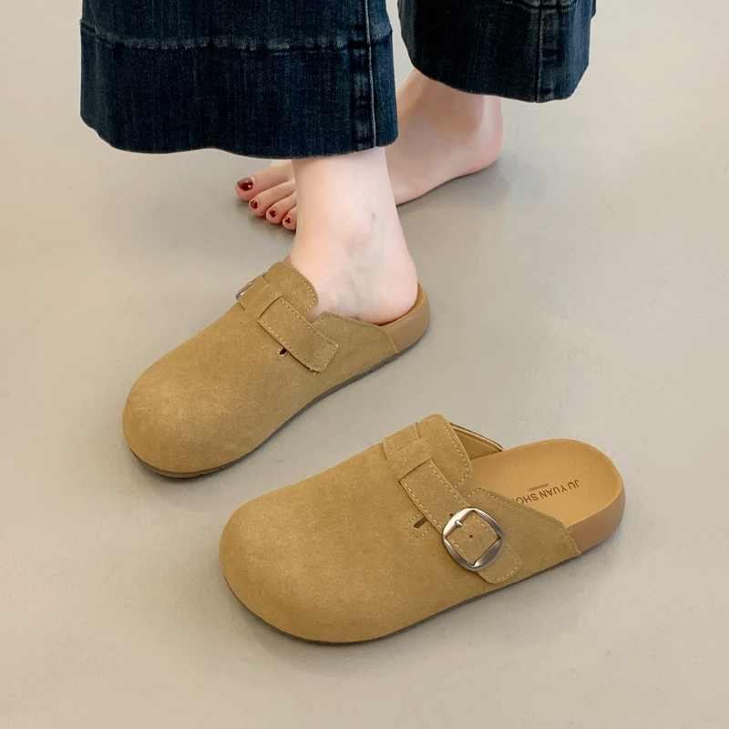 复古穆勒勃肯鞋厚底包头半拖鞋女外穿2025新款春夏季休闲软底凉拖