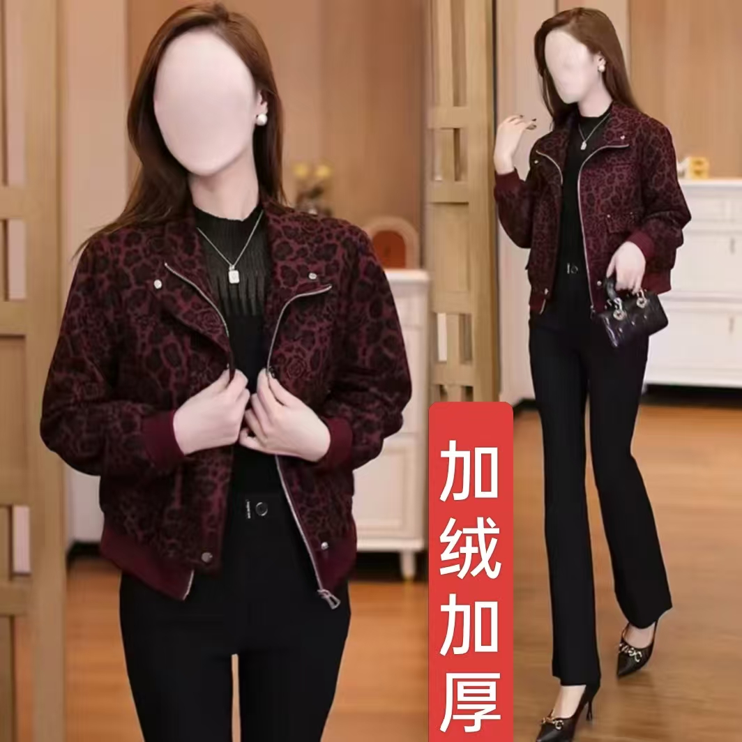 时尚红玫瑰短外套女2025年春秋季新款显瘦休闲宽松小个子夹克上衣