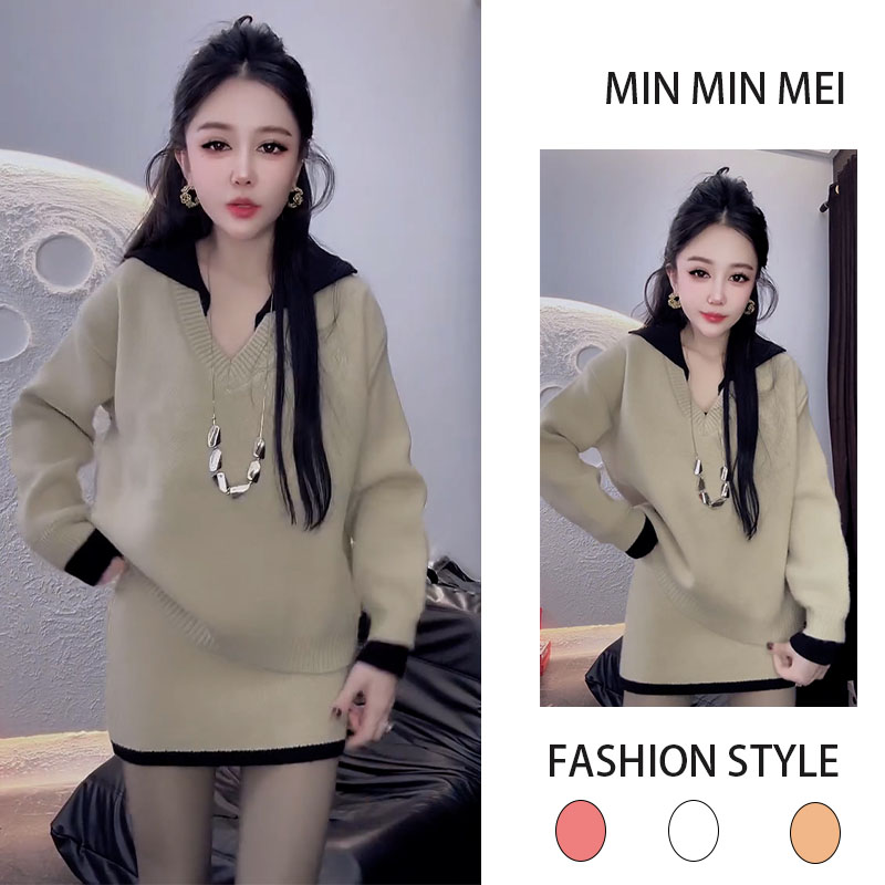 2025年韩式气质百搭休闲风V领针织衫上衣针织短裙慵懒风两件套