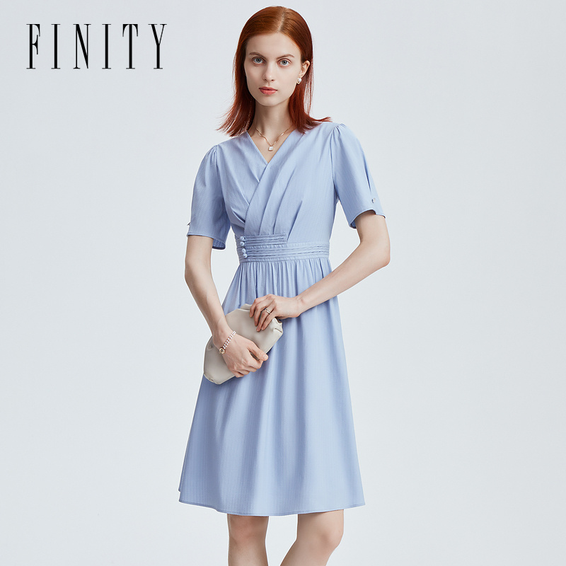 【粉丝专享】FINITY 印花收腰修身中长款裙子女 F21W4B17L3