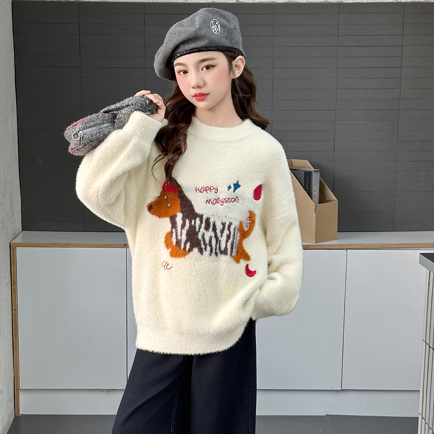 女童秋冬毛衣2025秋冬季新款儿童宝宝加厚娃娃领洋气休闲针织衫潮