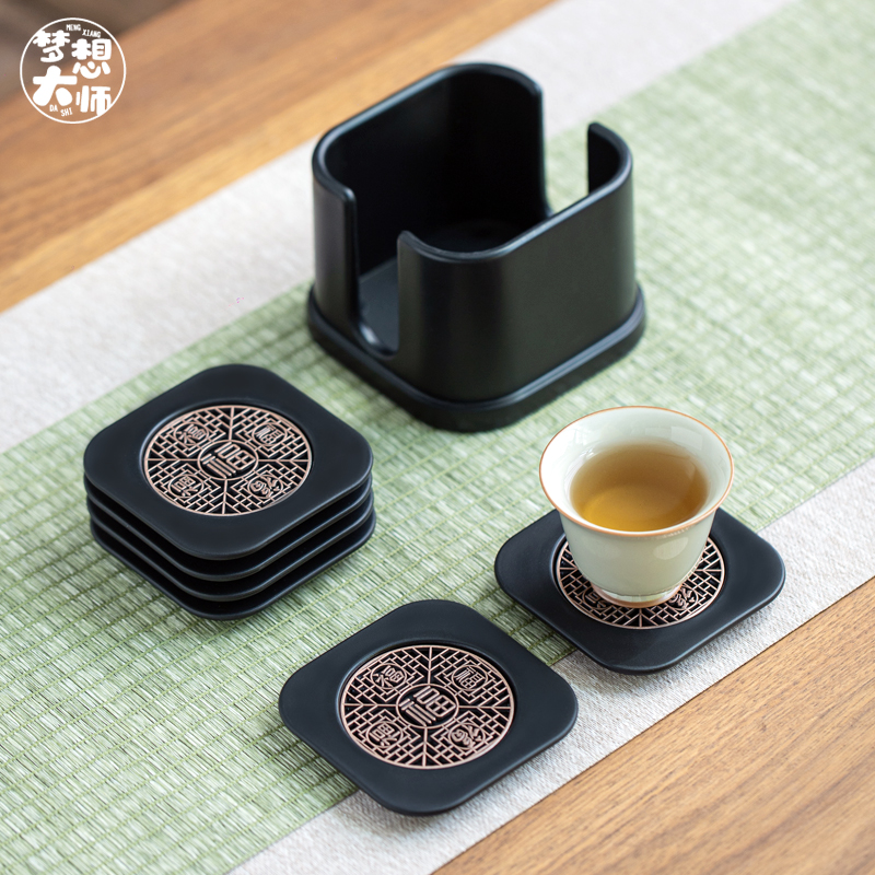 高档杯垫功夫茶杯垫底座茶杯托防烫隔热垫茶室会客承茶盏茶道配件