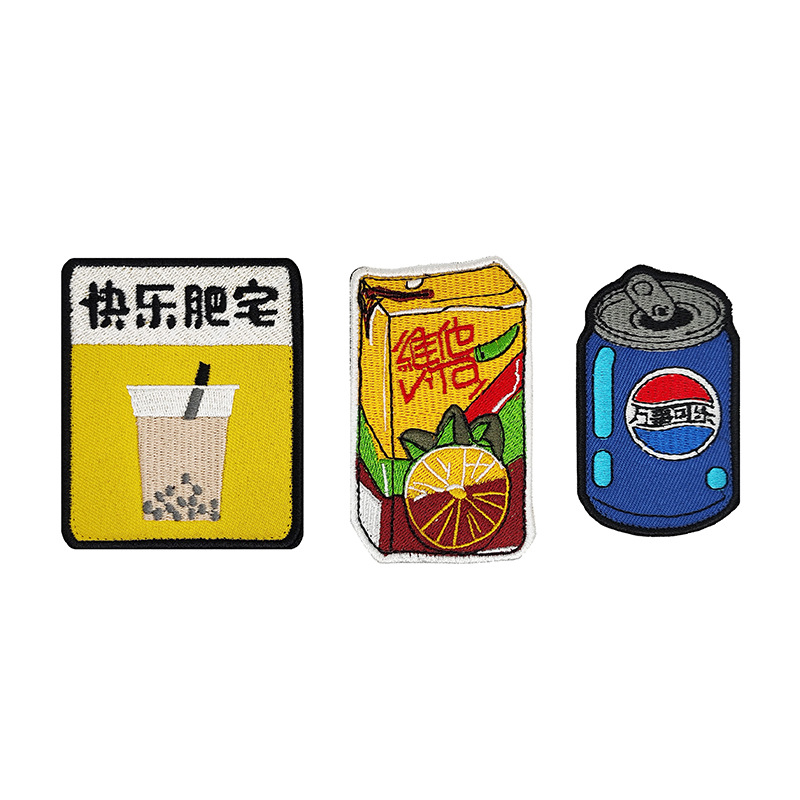 创意奶茶魔术贴书包维他饮料刺绣布贴背包贴户外包士气章战术臂章