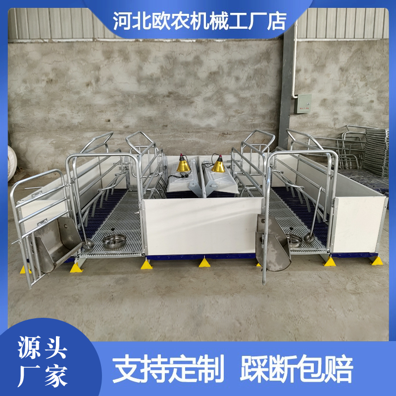 欧式母猪产床国标加厚热浸锌三棱钢分娩床双体产保一体养殖设备