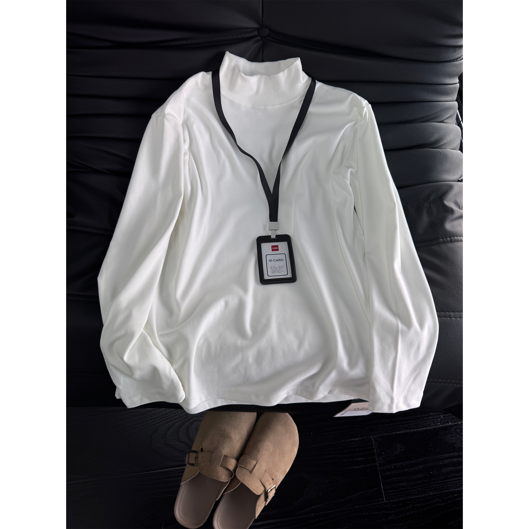 美式半高领德绒打底衫男秋冬款高级感内搭长袖T恤百搭基础款卫衣