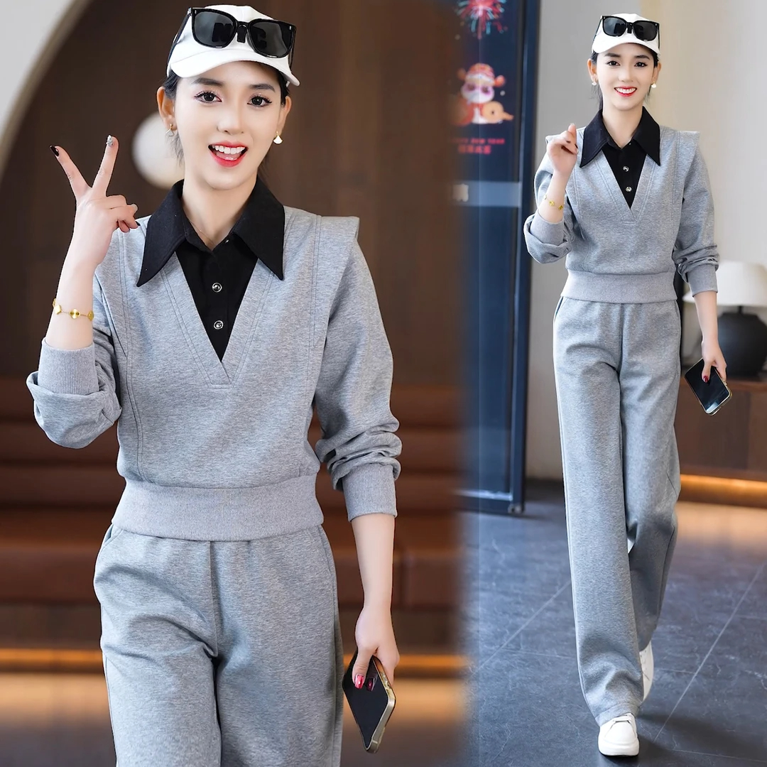 春秋季时尚休闲运动服套装2025套装妈妈款女新款显瘦春秋两件套