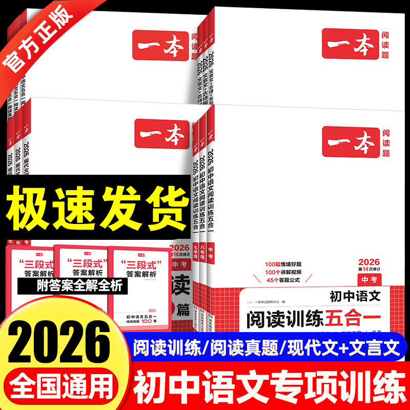 一本初中语文阅读训练五合一真题七八九年级中考阅读理解答题技巧
