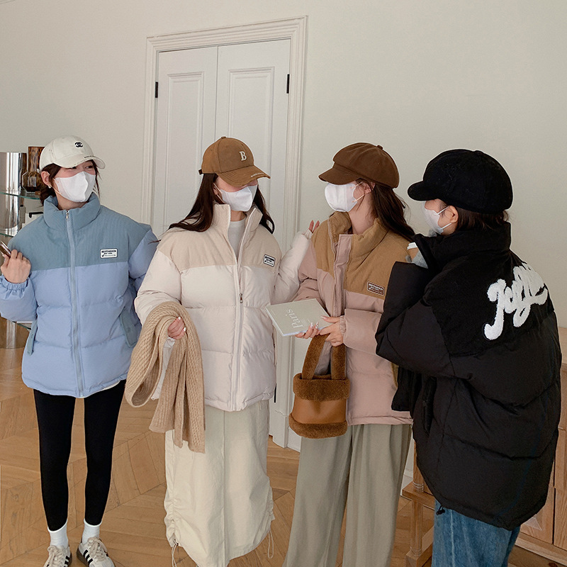 美拉德复古高级感棉服外套女冬季小个子灯芯绒拼接衣棉袄潮