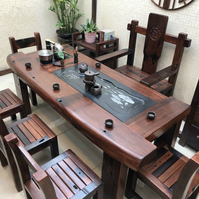 老船木茶桌中式茶台实木茶几全套组合客厅一体茶桌简约茶台一整套