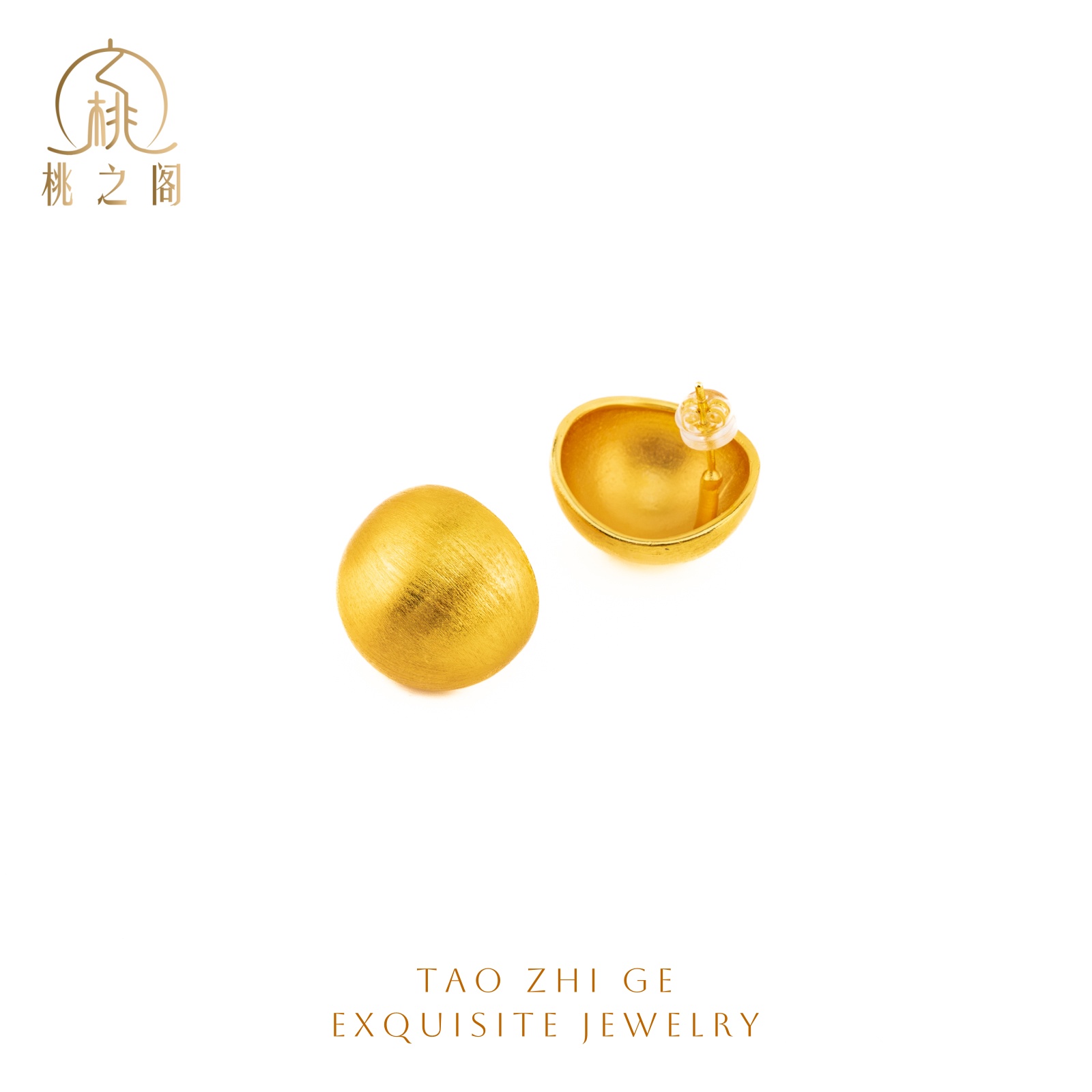 铜合金耳饰 半弧半圆耳钉耳饰AE1023