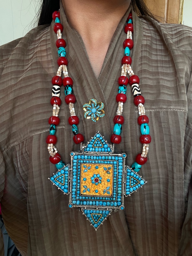 非金属仿珍珠项链 新款女饰品西藏古风时尚彩色配饰长款百搭